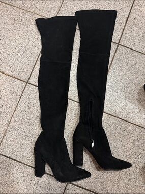 Dolce vita Black Over-the-Knee Suede Block Heel Boots